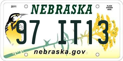 NE license plate 97IT13