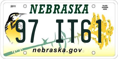 NE license plate 97IT61