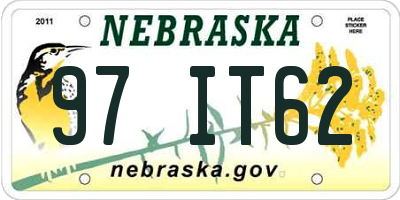 NE license plate 97IT62