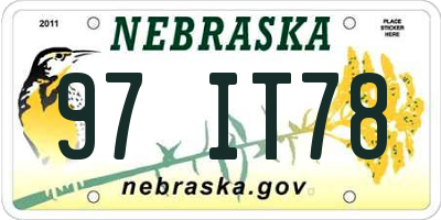 NE license plate 97IT78