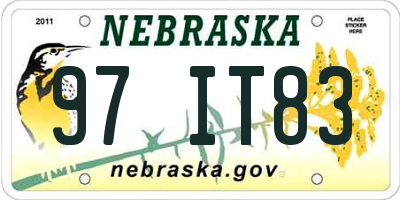 NE license plate 97IT83