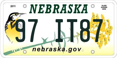 NE license plate 97IT87