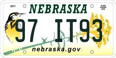 NE license plate 97IT93