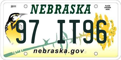 NE license plate 97IT96