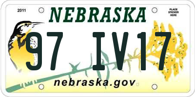 NE license plate 97IV17