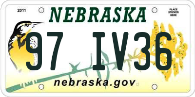 NE license plate 97IV36