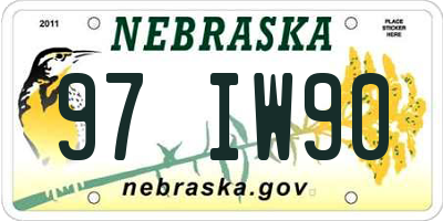 NE license plate 97IW90