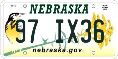 NE license plate 97IX36