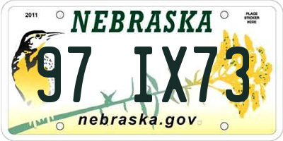 NE license plate 97IX73
