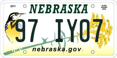 NE license plate 97IY07
