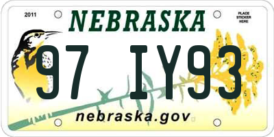 NE license plate 97IY93