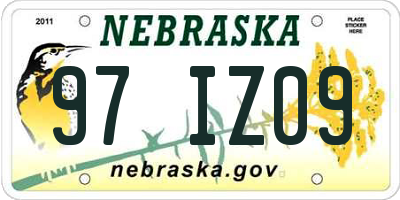 NE license plate 97IZ09
