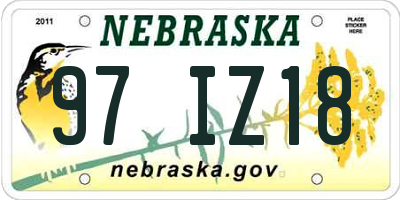 NE license plate 97IZ18