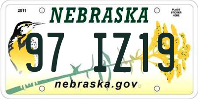 NE license plate 97IZ19