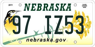 NE license plate 97IZ53