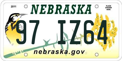 NE license plate 97IZ64