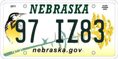 NE license plate 97IZ83