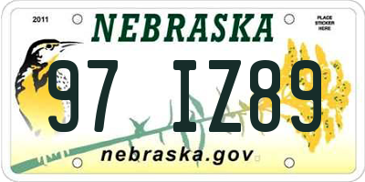 NE license plate 97IZ89