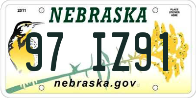 NE license plate 97IZ91