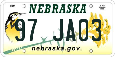 NE license plate 97JA03