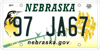 NE license plate 97JA67