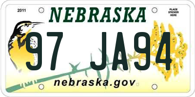 NE license plate 97JA94