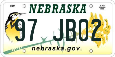 NE license plate 97JB02