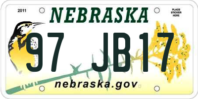 NE license plate 97JB17