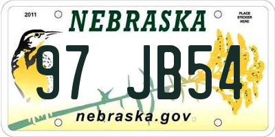 NE license plate 97JB54