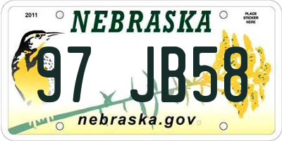 NE license plate 97JB58