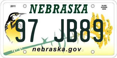 NE license plate 97JB89