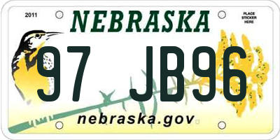 NE license plate 97JB96