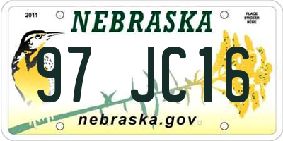 NE license plate 97JC16