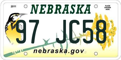 NE license plate 97JC58