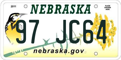 NE license plate 97JC64