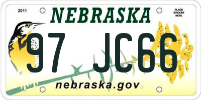 NE license plate 97JC66