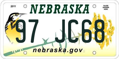 NE license plate 97JC68