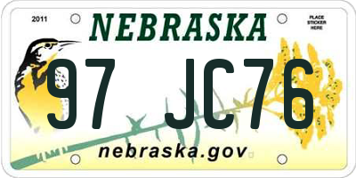 NE license plate 97JC76