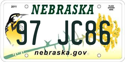 NE license plate 97JC86