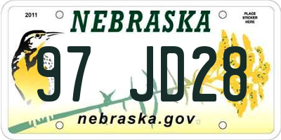 NE license plate 97JD28