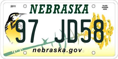NE license plate 97JD58
