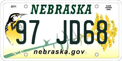 NE license plate 97JD68