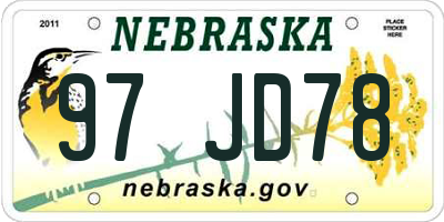 NE license plate 97JD78