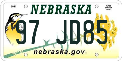 NE license plate 97JD85