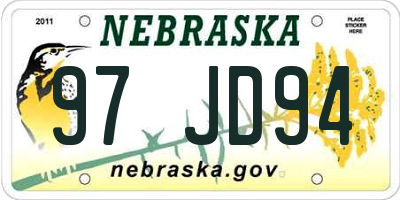 NE license plate 97JD94