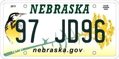 NE license plate 97JD96