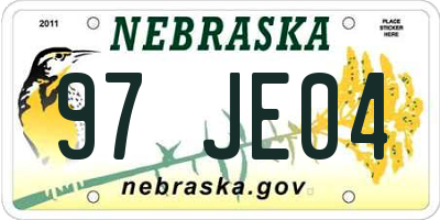 NE license plate 97JE04