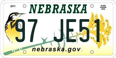 NE license plate 97JE51