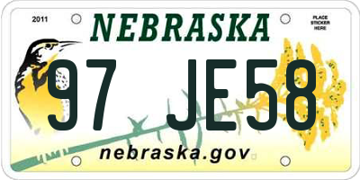 NE license plate 97JE58