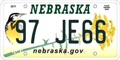 NE license plate 97JE66